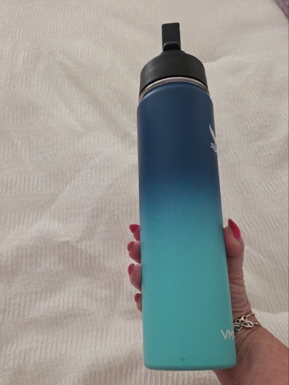 Therm Bottle Ombre Blue Aqua Water Bottle - Insulated Travel Flask - Picture 7 of 8